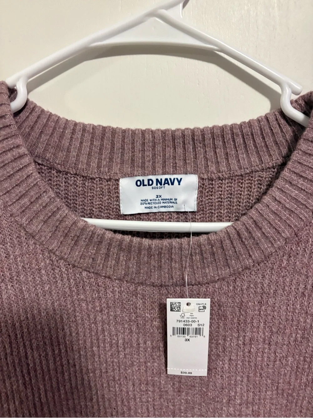 New Old Navy So Soft Crew Neck Pullover Sweater Women’s Size 3X Purple